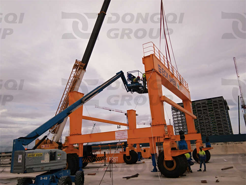 Installation process of 100 ton tire mounted gantry crane